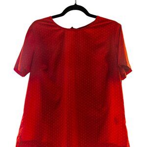 A New Day Red/Orange Polka Dot Short-Sleeved Blouse | L